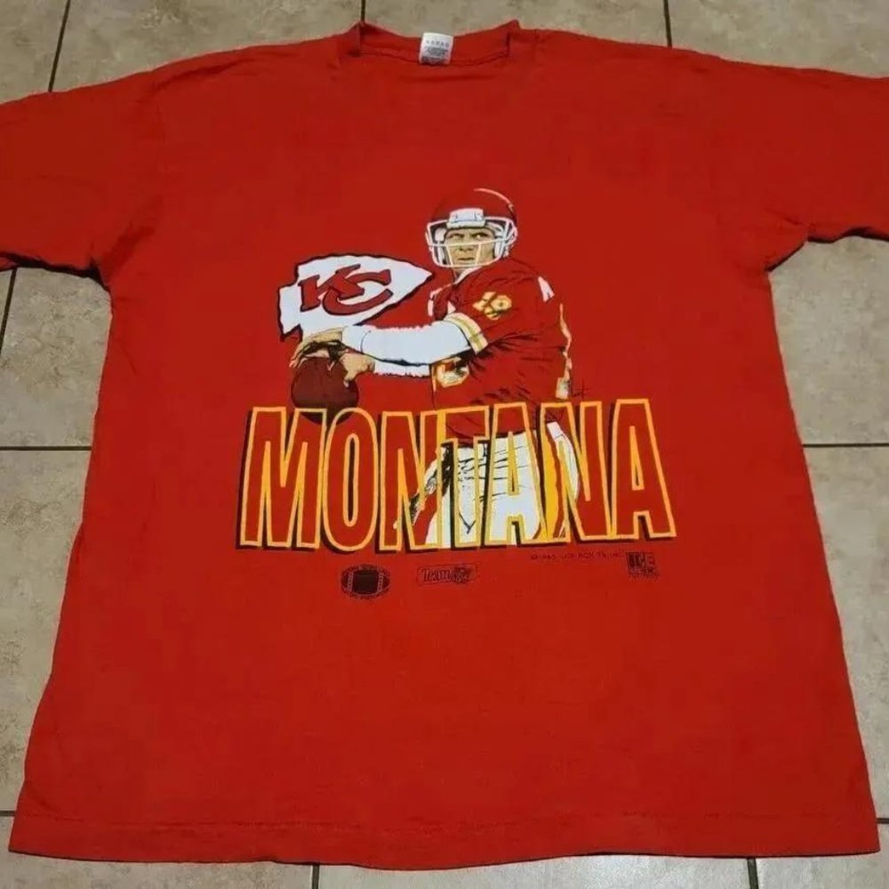 Vintage Kansas City Chiefs Joe Montana T Shirt XL 90s